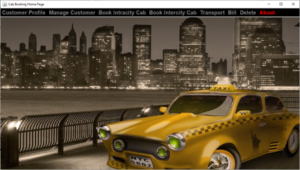 Cab Management System home page